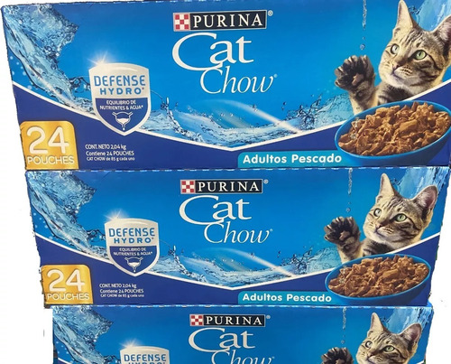 Purina Cat Chow Alimento Adulto Sabor Pescado 24 Pzas 85 Gr