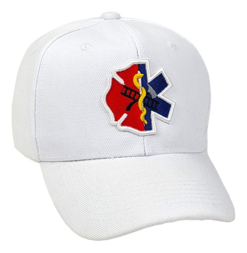 Gorra Paramedico Bomberos Rescatista Bordado 3d Eco Blanca