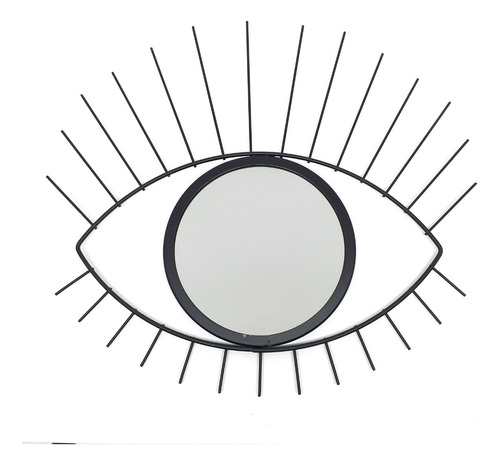 Espelho Decorativo Olho Grego Místico Preto Metal Parede