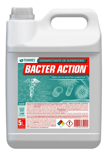 Desinfectante Bacter Action Amonio Cuaternario Neutro 5 Lts