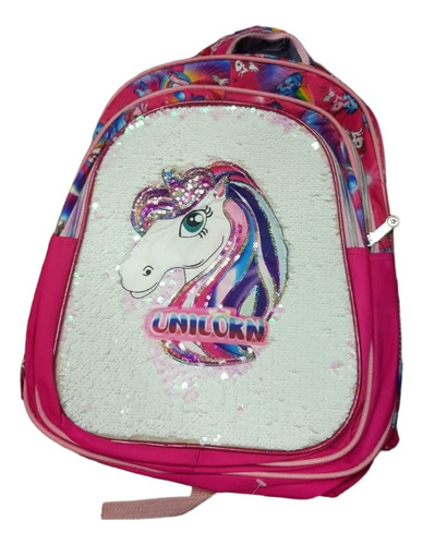 Mochila Infantil Grande Primaria Lentejuela Reversible Luz 