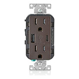 Leviton T5633-b - Cargador Usb (15 Amperios, Tipo A Y Tipo C