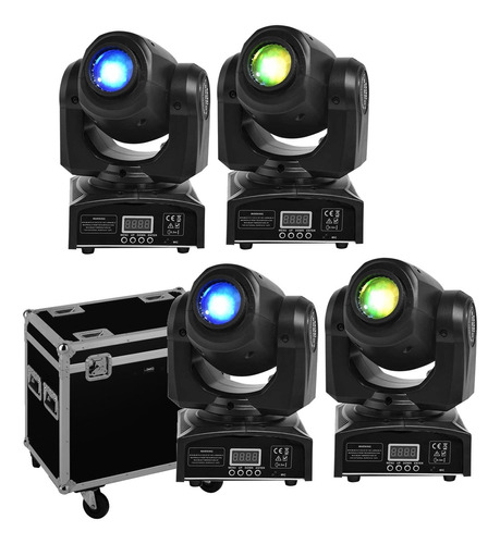 Kit Cabeza Móvil Led Spot De 30w Son 4 Unidades Con Case