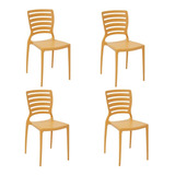 Conjunto 4 Cadeiras Sofia Laranja Tramontina