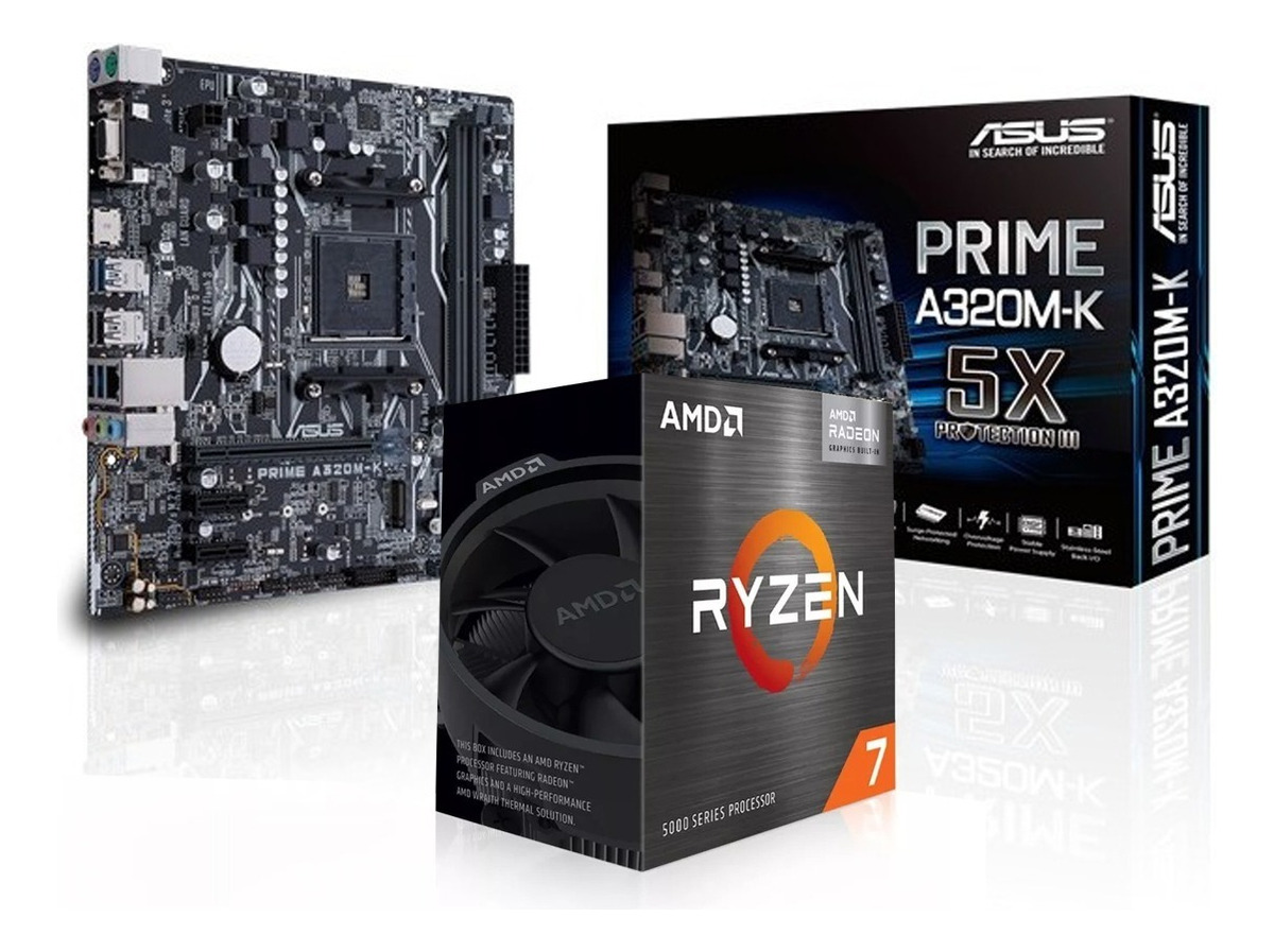 COMBO ACTUALIZACION DDR4 RYZEN 7 5700G + MOTHERBOARD A320M  NEGRO