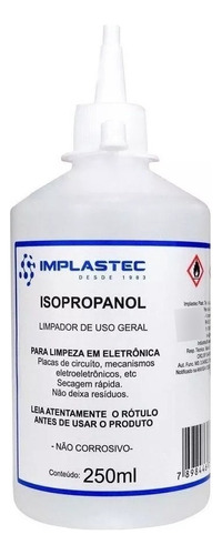 Álcool Isopropilico Puro 99,8% 250 Ml Limpador Implastec