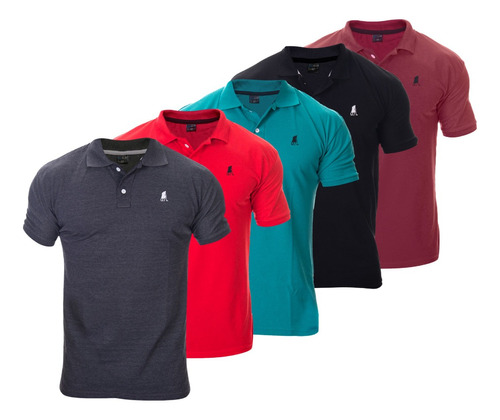 Kit 5 Camisas Gola Polo Masculina Camiseta De Algodão 