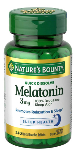 Melatonina 3mg (240 Tabletas) Americano Relajación Descanso 
