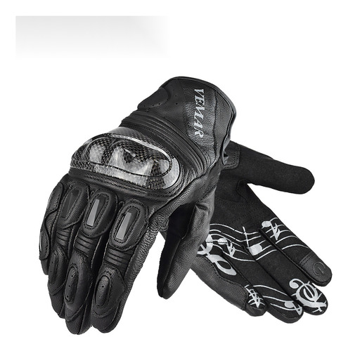 Guantes De Moto Todoterreno De Piel Cortavientos Carbon Fibe