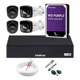 Kit Cftv 4 Cameras Vhd Gravador Mhdx 3008c Hd 1tb Wd Purple