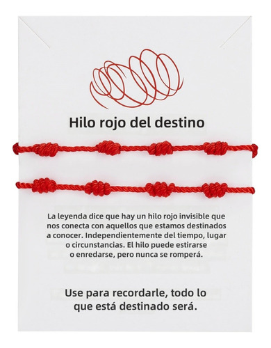 Pack Pulseras 7 Nudos Cuerda Rojo De Protección Y Abundancia