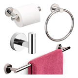 Kit De Accesorios Para Baño Acero Inoxidable Premium Set X 4