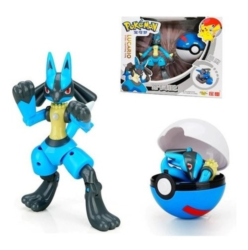 Brinquedo Pokemon Lucario Dentro De Pokebola Tamanho Real