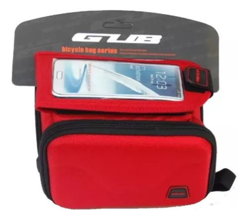 Bolso Porta Celular Bicicleta Gub Alforja Tactil Importado Gran Capacidad Impermeable Color Rojo