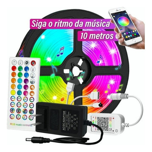 Cinta Led 5050 Rgb De 10 Metros Con Función De Ritmo Musical