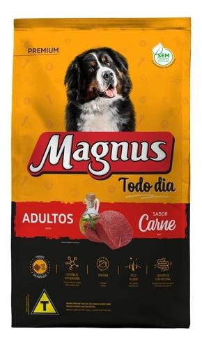 Ração Magnus Todo Dia Cachorro Adulto Média/grde Carne 15kg