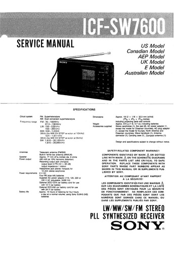 Esquema Radio Sony Icf Sw7600 Icfsw7600 Em Pdf