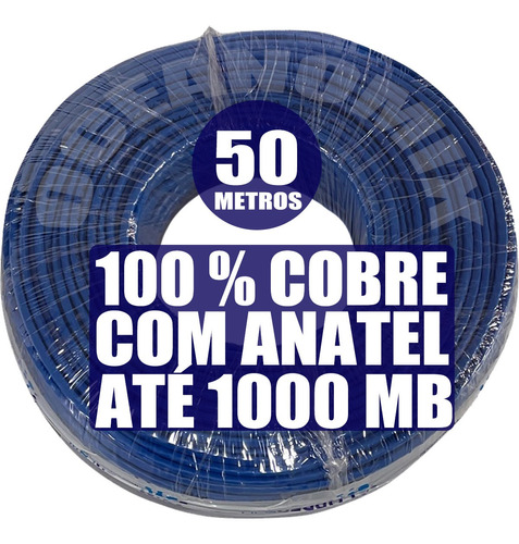 Cabo Rede E Cftv Cat5e Rj45 Preto Rolo 50m Internet Net