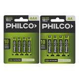 Combo 4 Aa Doble A + 4 Aaa Triple A Philco Alcalina 1.5v Dis