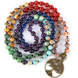 Bivei 7 Chakra 108 Pulsera De Cuentas Mala Piedra Preciosa C