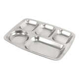 Kit 5 Bandeja Aço Inox Retangular Media 35x26 5 Divisorias