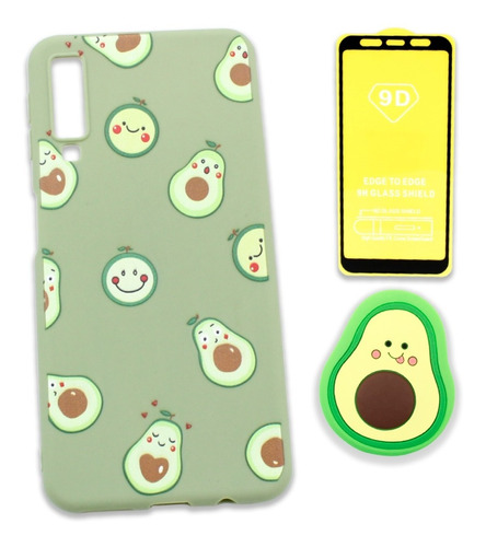 Funda + Sujetador + Mica 9d Aguacate Triche Samsung Galaxy