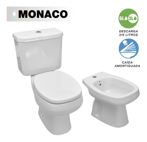 Juego De Baño Roca Monaco  + Asiento Amortiguado