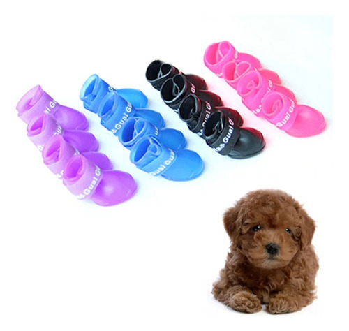 Zapatos Impermeables Lluvia Perro / Mascota(4ud) Talla M