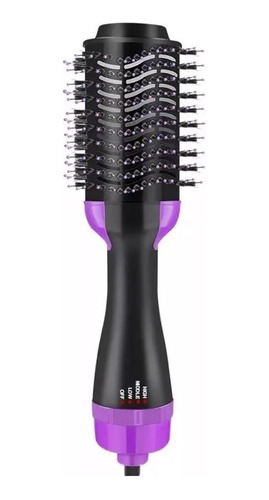 Cepillo Secador Voluminizador Rizador Morado/negro 3 En 1