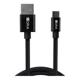 Cable Micro Usb Carga Rápida 2.4a Datos 3.0 Nylon Trenzad 1m Color Negro