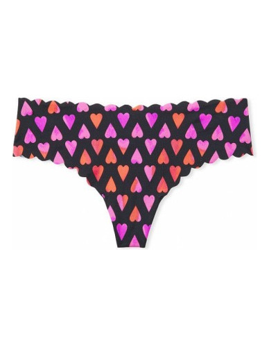 Tanga Panty Victoria Secret Grande L Negro Estampado Corazon