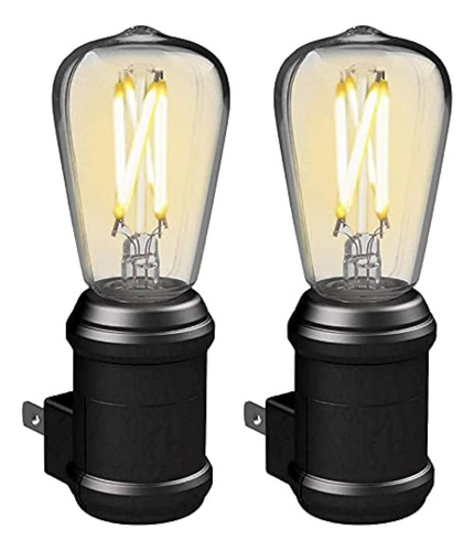 Westek Vintage Night Light, Paquete De 2 - Matte Black Led E