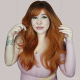 Leicy Wig Ruiva Lisa Fibra Premium Lace Lf Cabelos Sofia