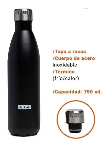 Botella Termica Broksol 750cc Frio Calor Acero Inoxidable!!!