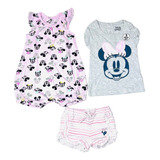 Roupa Menina Infantil Minnie 03 Pças Verão Disney Promoção