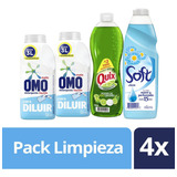 Pack Omo Detergente Líquido 2un 500ml+soft 1l+quix 750ml