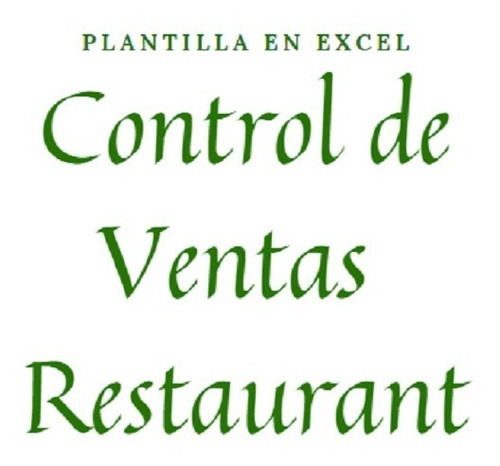 Plantilla Control De Ventas De Restaurant O Cafetería