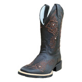 Bota Texana Made In Lida Feminina Flor Café B-77