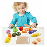 Frutas Y Verduras Madera Montessori Para Cortar Juego Niños