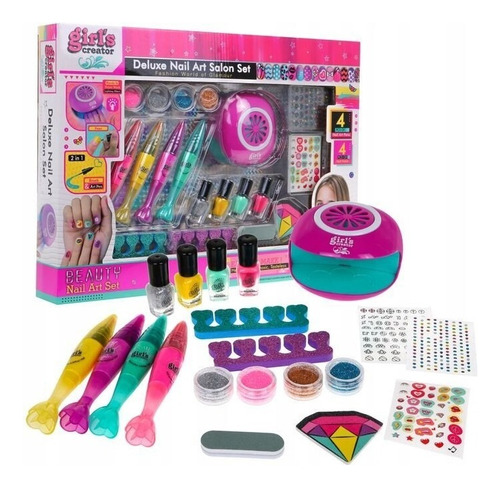 Kit Uñas Decorativo 2-1 Niñas Set Manicure Creativo Juguete