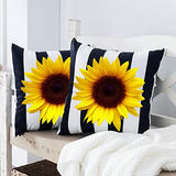 Fundas De Almohada Brillantes Girasol Blanco Y Negro, F...