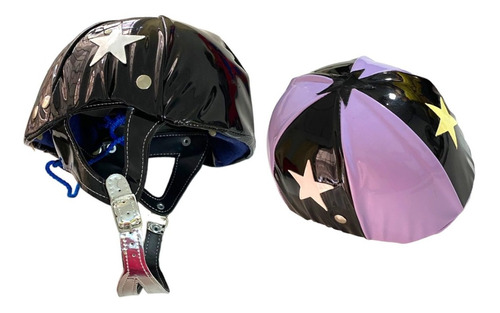 Casco Para Jockey Equitacion Turf Charolado Simil Cuero