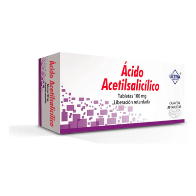 Ácido Acetilsalicílico Tableta 100 Mg, 30 Tabletas Laboratorio Ultra | MercadoLibre