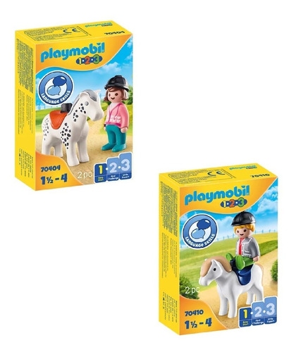 Set De Muñecos Playmobil 123 Figura Con Pony 70404 70410