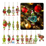 Juego De 18 Colgantes Decorativos Acrílicos Grinch