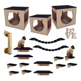 Brinquedo Gatos Parede 17 Pcs Mdf Em 6mm Playground Promoção