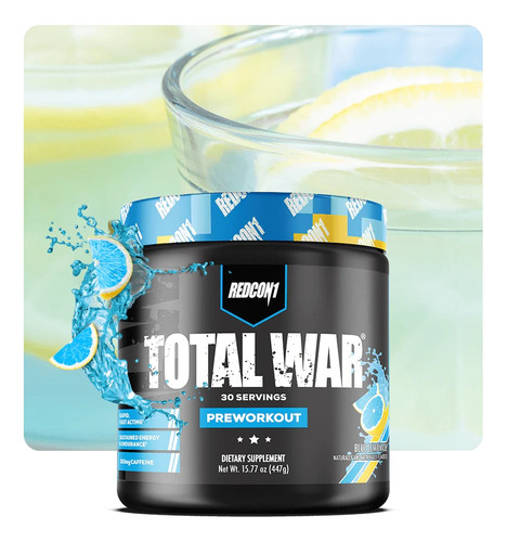 Suplemento En Polvo Redcon1 Total War Pre Entrenador Sabor Blue Lemonade En Bote De 441g