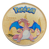 Moeda Pokemon Comemorativa Charizard Dourada