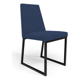 Cadeira Cozinha Sala De Jantar Industrial Dafne Suede Azul