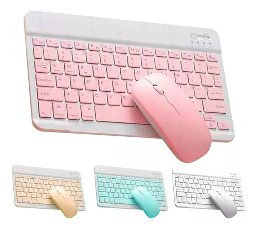 Kit Teclado Mouse Bt Para Windows Apple Android Slim Pastel